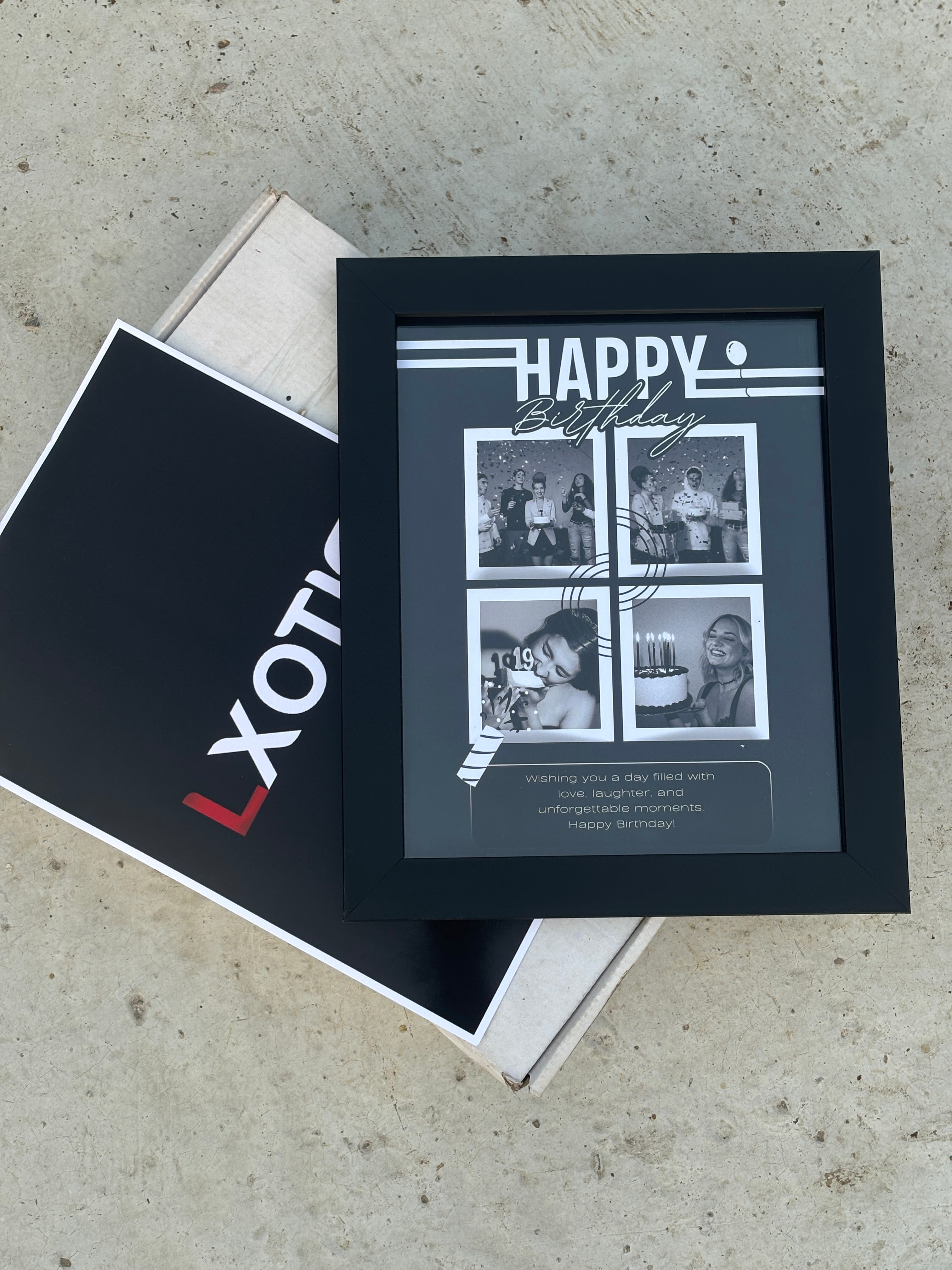 The Modern Birthday Grid: 4-Photo Minimalist Frame — LXOTIC Edition