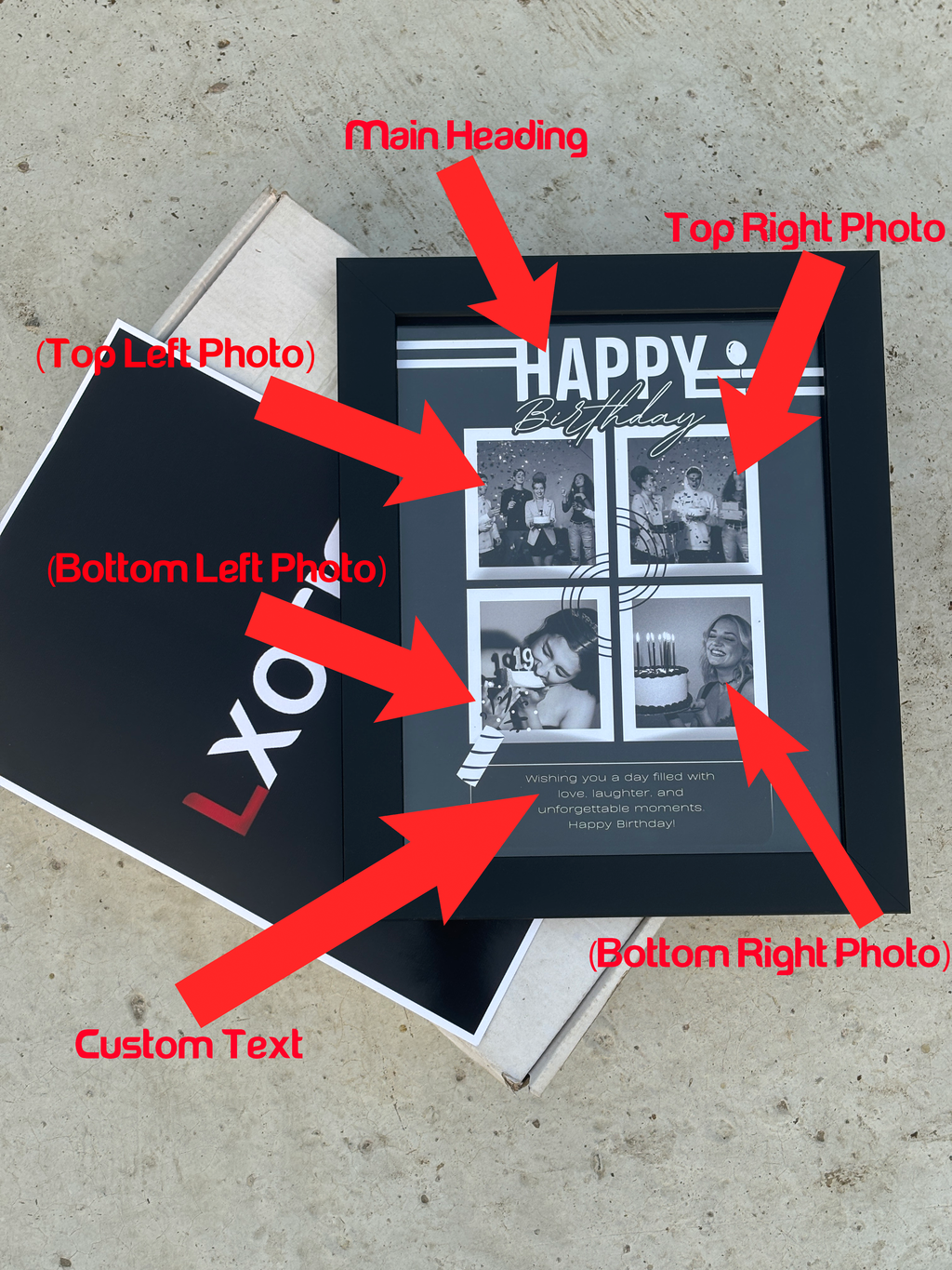 The Modern Birthday Grid: 4-Photo Minimalist Frame — LXOTIC Edition