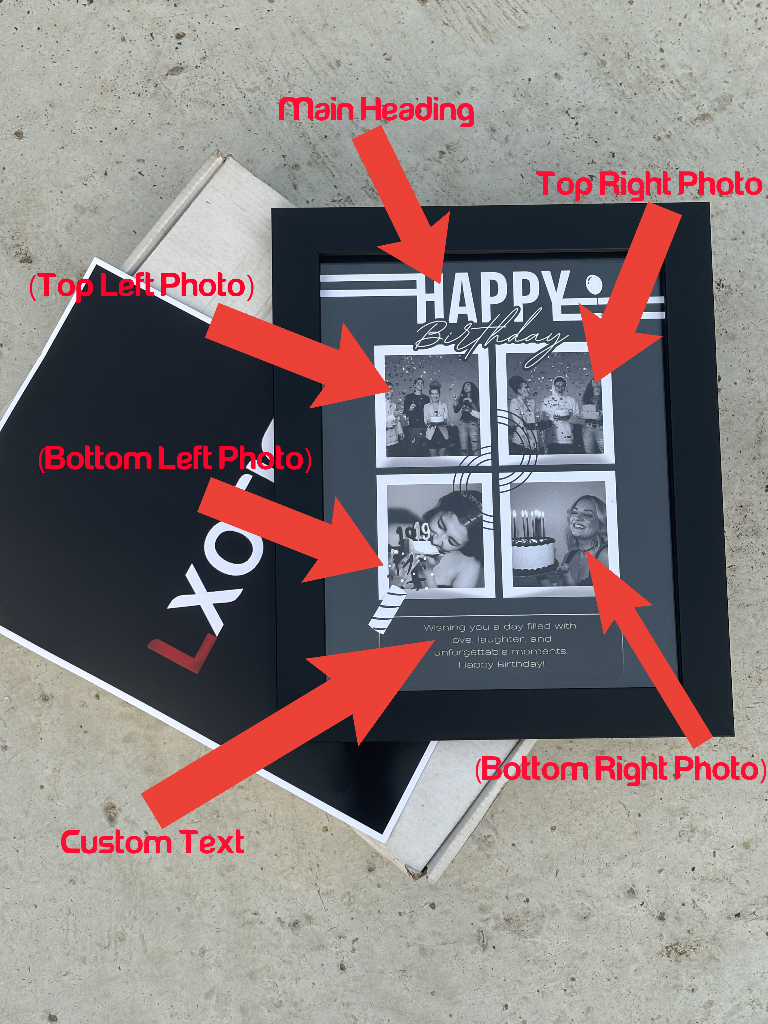 The Modern Birthday Grid: 4-Photo Minimalist Frame — LXOTIC Edition